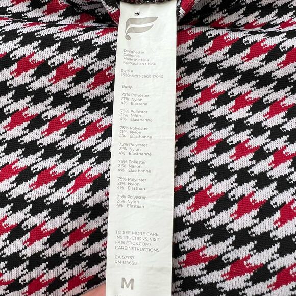 Fabletics Camryn Houndstooth Long Sleeve Top crop red white green black - Picture 7 of 8